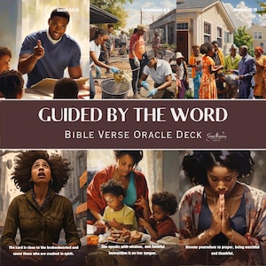 Guided By The Word Scripture Oracle Card Deck | 55 African American Black Art Divination | NIV Bible Verses | Street Priestess Tarot
