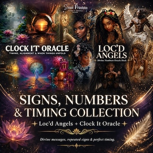 Signs, Numbers and Timing Oracle Card Bundle | Loc'd Angels and Clock It Oracle Reading Decks | Black Art African American Divination | Gift