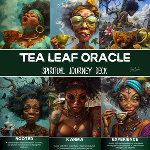 Mazzo di carte dell'oracolo delle foglie di tè con guida / 51 carte delle dimensioni dei tarocchi / Carte di divinazione dei neri afroamericani / Sacerdotessa di strada
