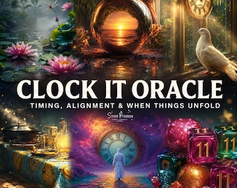 Oráculo Clock It / Baraja de guía para la alineación temporal con guía digital / 71 cartas tamaño tarot / Arte de adivinación espiritual y cultural