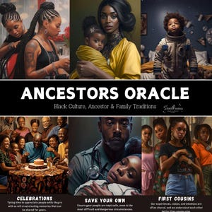 Mazzo di carte Ancestors Oracle / 54 carte formato tarocchi / Carte di divinazione afroamericane nere