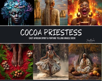 NEW! Cocoa Priestess Oracle Deck & Digital Guide | 52 Card Ancestral Fortune Telling Messages | East African Black Spiritual Divination