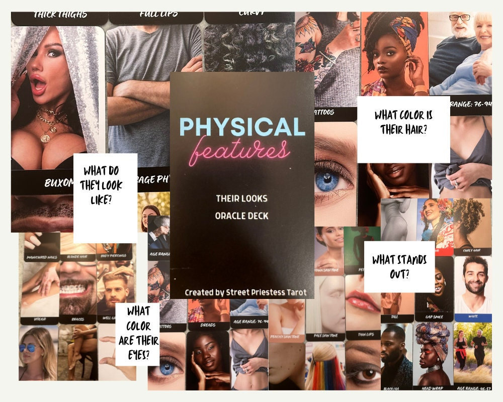 Physical Features Characteristics Oracle Cards Deck | 78 Tarot Size Cards | Future Love, Husband Looks Traits | Life Like Divination Cards