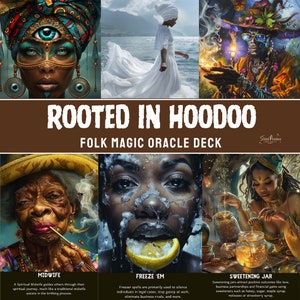 Rooted In Hoodoo Oracle Deck | 70 Tarot-Sized Cards | African American Black Divination Cards | Street Priestess Tarot