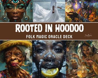 Rooted In Hoodoo Oracle Deck With Digital Guide | 70 Tarot-Sized Cards | African American Black Divination Cards | Street Priestess Tarot