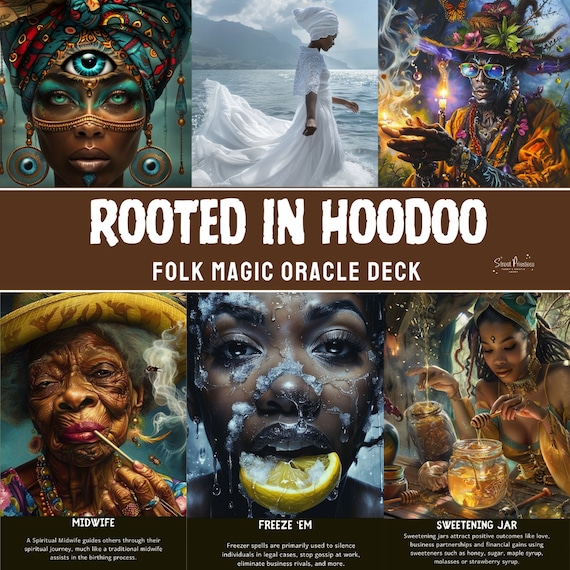Rooted In Hoodoo Oracle Deck With Digital Guide | 70 Tarot-Sized Cards | African American Black Divination Cards | Street Priestess Tarot