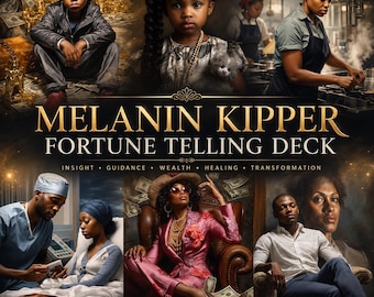 Melanin Kipper Fortune Telling Oracle Deck | 36 Tarot Size Cards With Keywords | African American Black Divination | With Digital Guidebook
