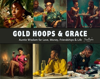 Mazzo di carte oracolo Auntie Wisdom di Gold Hoops & Grace / 44 carte formato tarocchi / Carte divinatorie afroamericane per donne / Sacerdotessa di strada