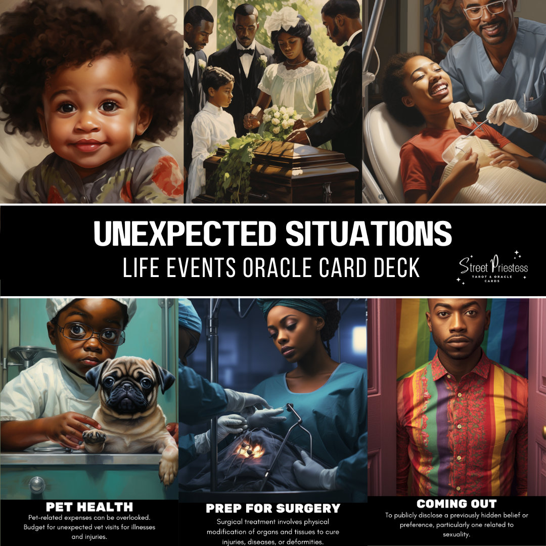 Unexpected Situations Oracle Card Deck | 60 Tarot-Sized Cards | African American Black People Divination | Street Priestess Tarot
