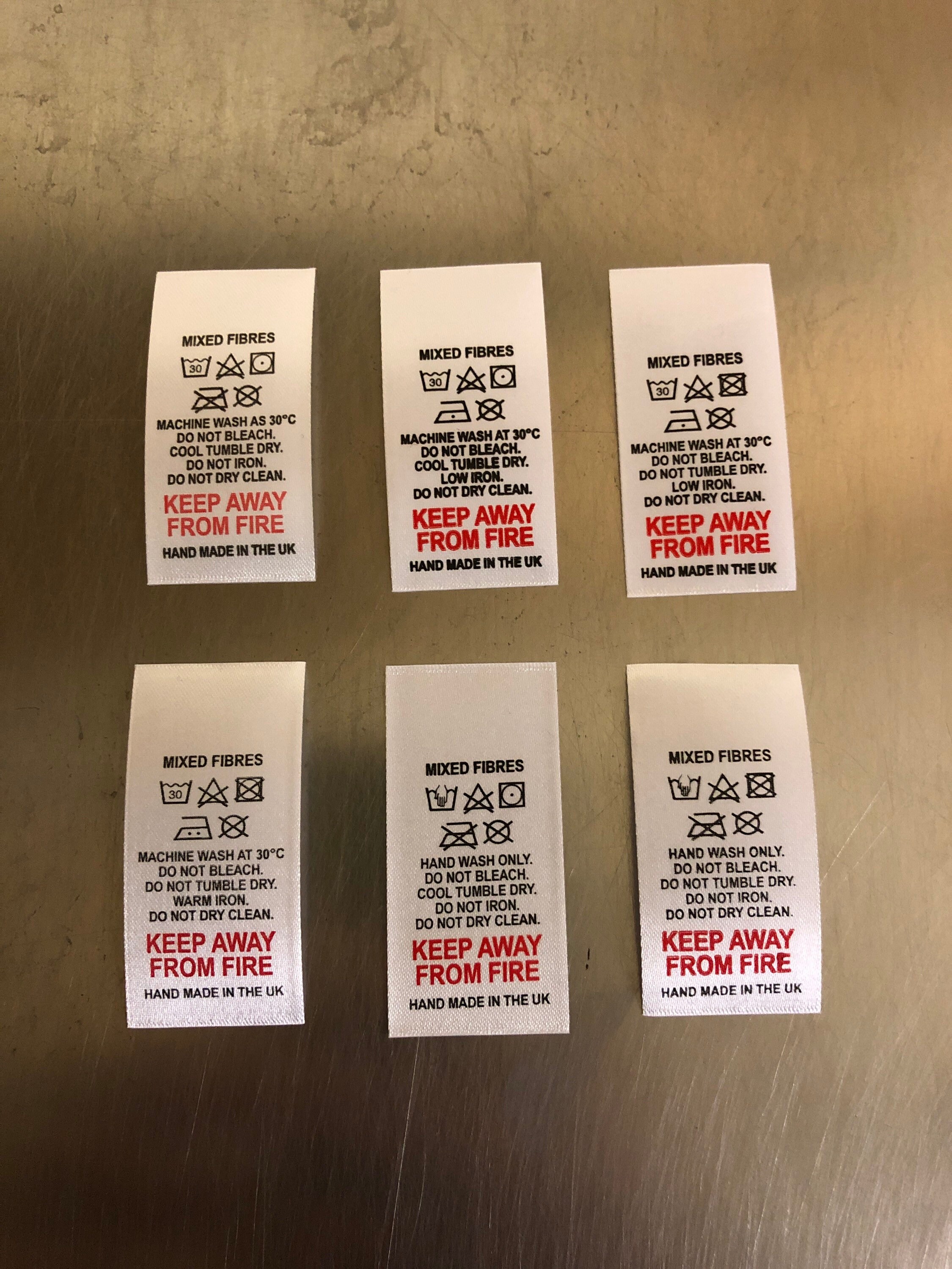 MIXED FIBRE Wash Care Labels Clothing Labels 6 Variations Etsy UK