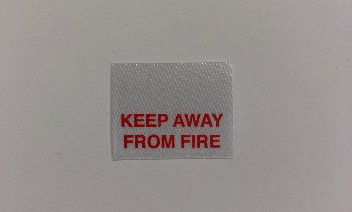 Keep Away From Fire Warning Label Clothing Garment Sew in Etsy UK