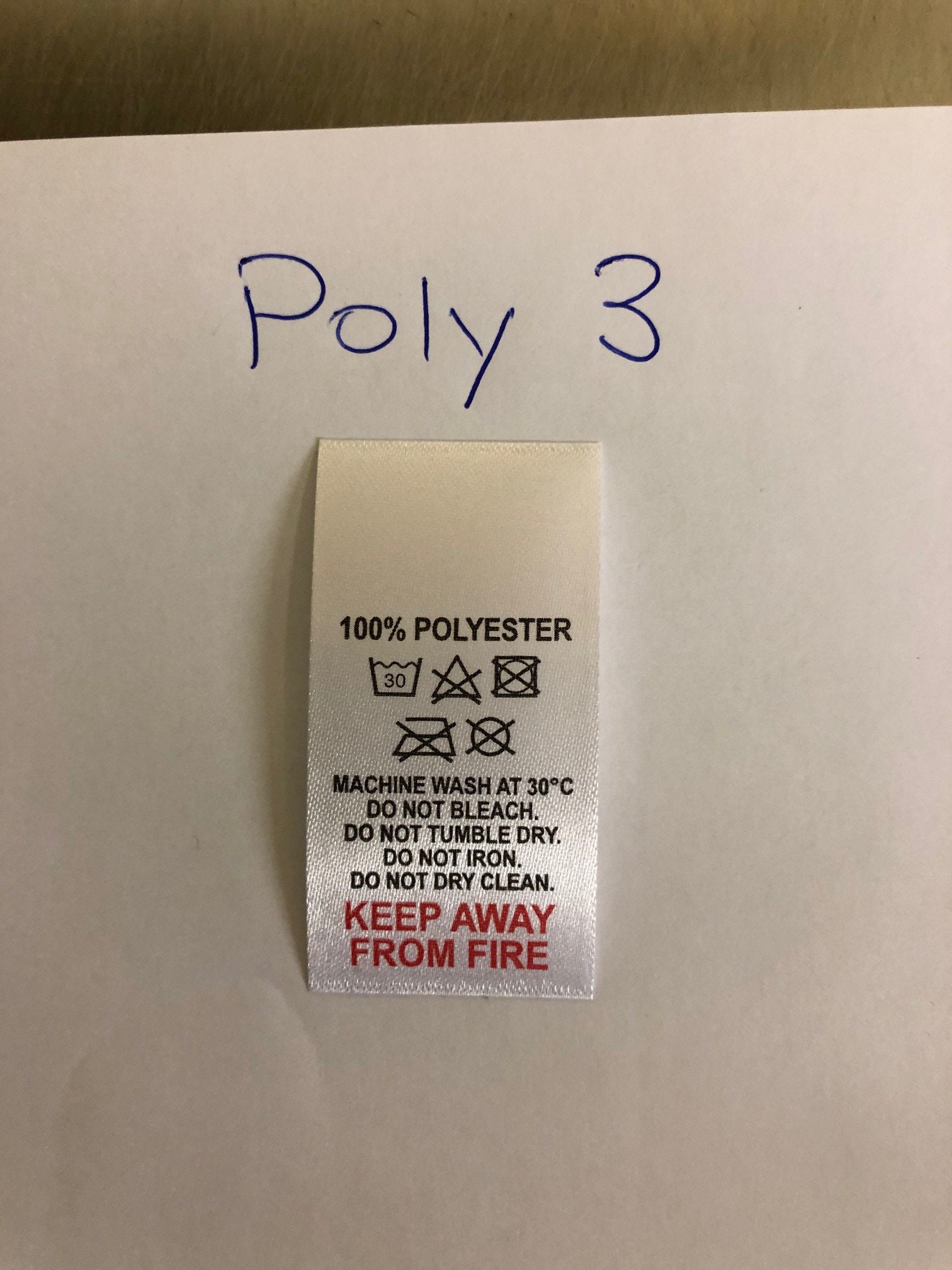 100 Polyester, Wash Care Labels, Clothing Labels, 8 Variations Etsy UK