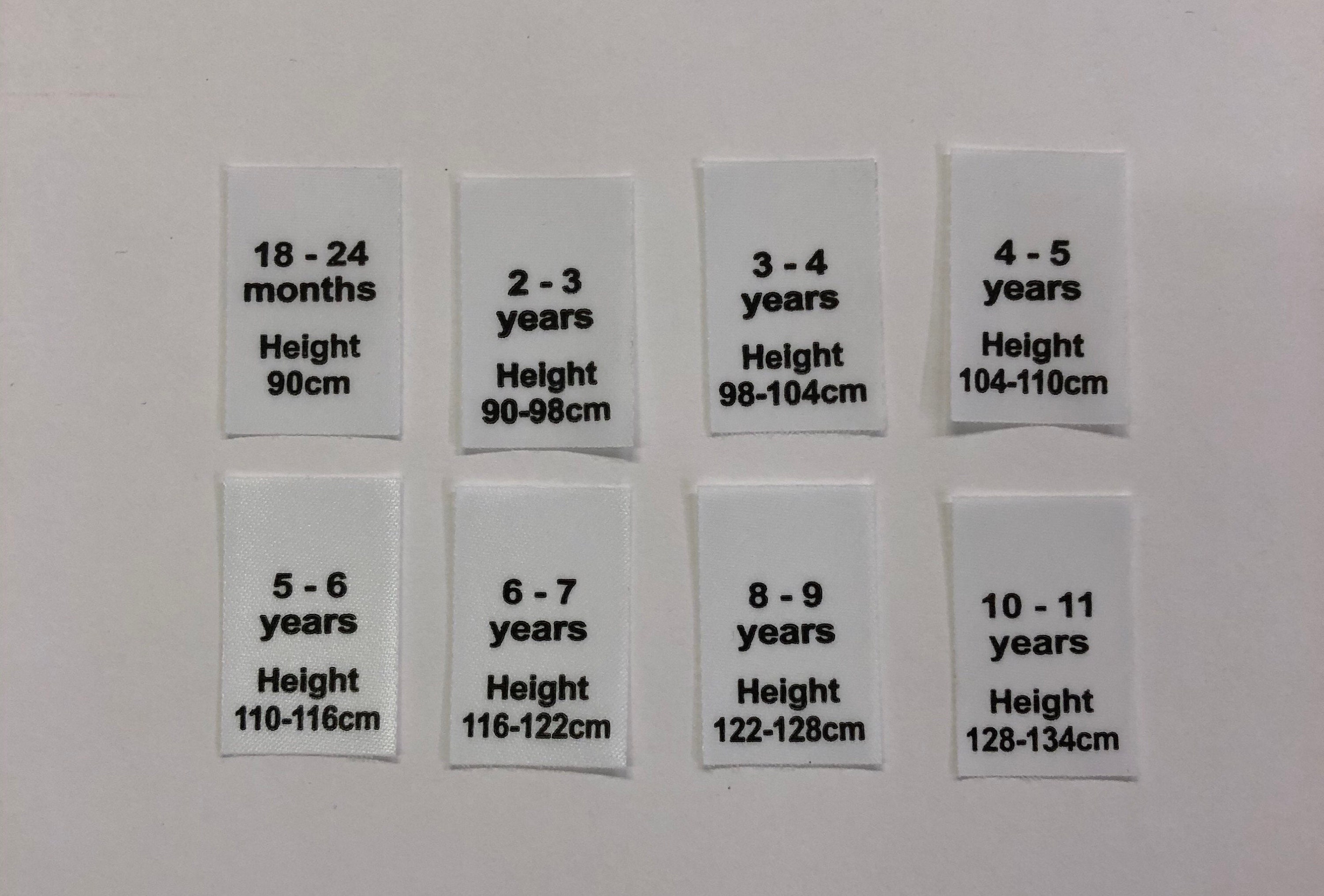 40 Childrens Clothing Garment Size Labels Etsy UK