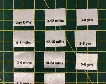 55 baby / Childrens clothing garment size labels