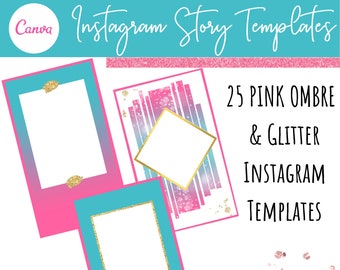 Instagram Story Templates - Instagram Stories, Pink and Blue Ombre, Pink, Instagram Story, Instagram Templates, Canva Templates