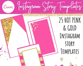 Instagram Story Templates - Instagram Stories, Hot Pink, Gold, Blush Pink, Instagram Story, Instagram Story Covers, Instagram