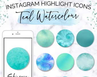 Watercolor Instagram Highlight Covers | Social Media Icons | Instagram Story Icons | Covers For Instagram | Instagram Templates | Teal, Mint