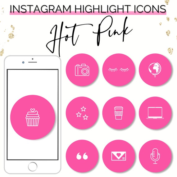 Instagram Highlights Instagram Highlight Covers Hot Pink | Etsy
