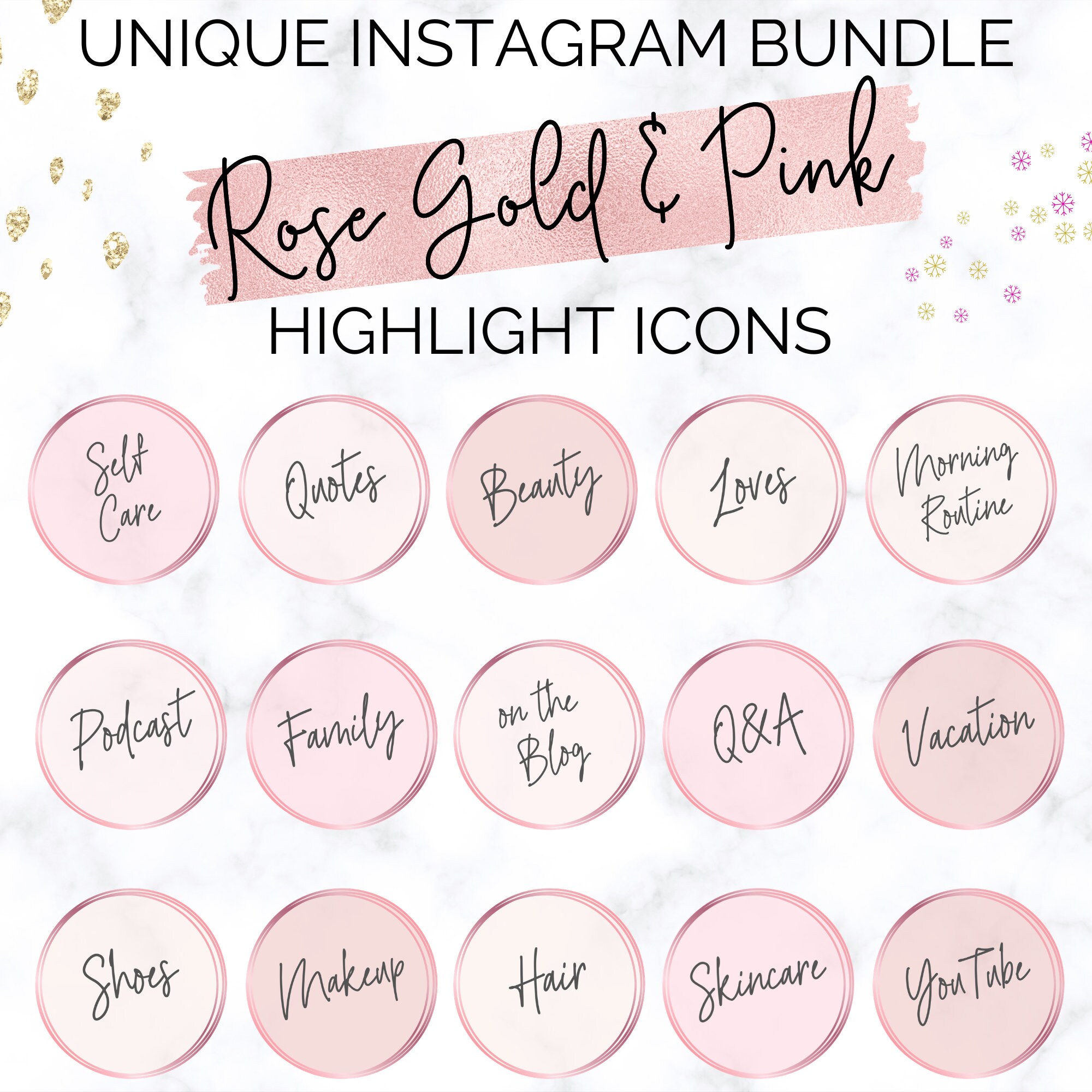 30 Instagram Highlight Icons Rose Gold and Blush Instagram Etsy
