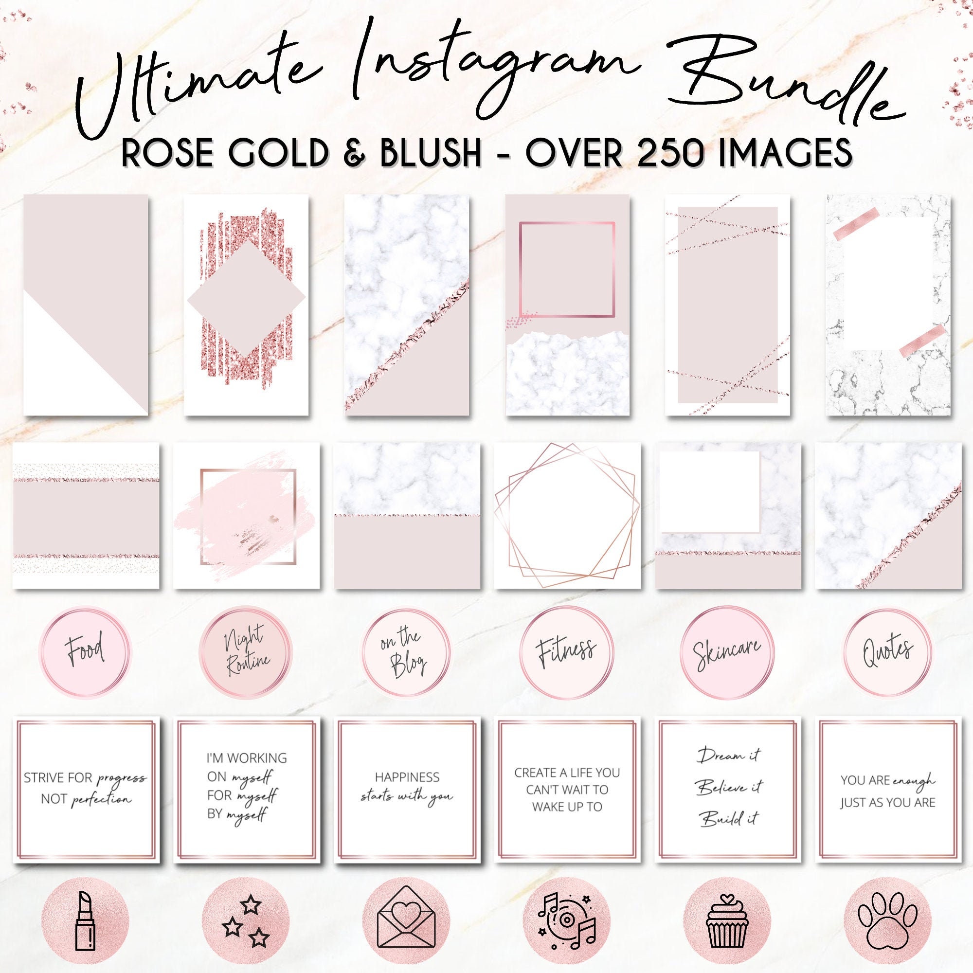 Paper Rose Gold Instagram Story Template Rose Gold Instagram Post ...