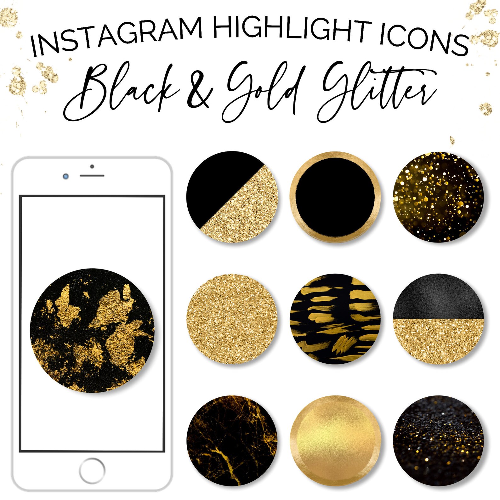 Black and Gold Instagram Highlights Social Media Icons Instagram Story