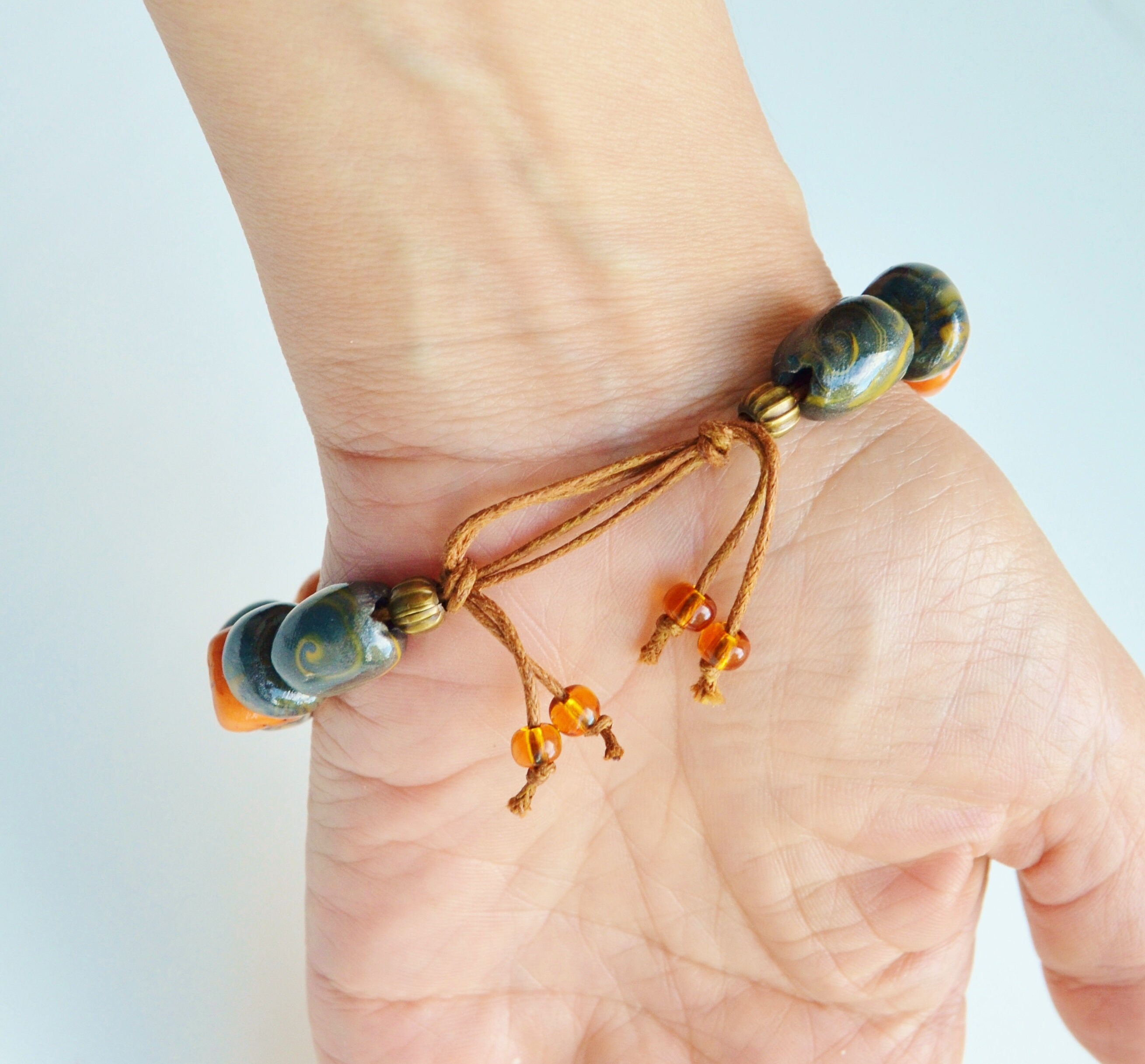 Halloween bracelet clay Skull bracelet clay Pumpkin bracelet Etsy