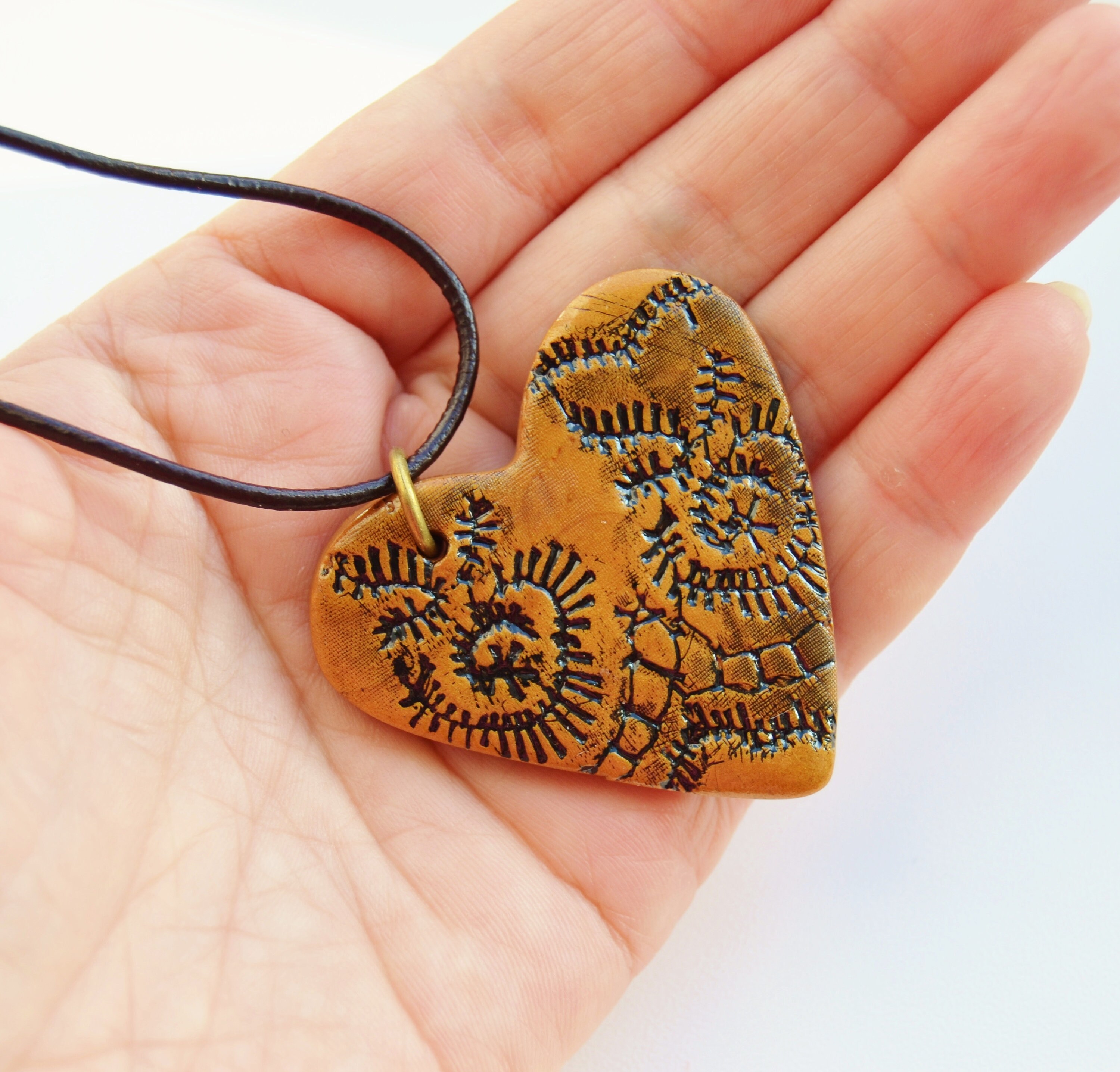 Polymer clay pendant heart Heart clay pendant necklace I Etsy