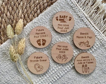 Magnet personnalisé pour annonce de grossesse - Futur mamie et papi - Futur Marraine et Parrain - Futur bébé - Cadeau naissance