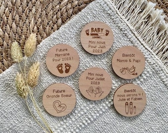 Magnete personalizzato per annuncio gravidanza - Futuri nonna e nonno - Futura madrina e padrino - Futuro bambino - Regalo nascita