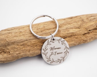 Keychain "Mom I love you" in stainless steel personalized and engraved with children's names - Personalized Gift - Mother's Day