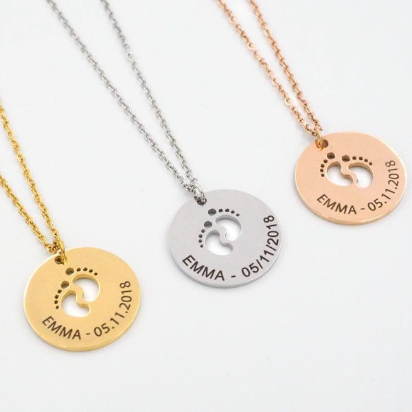 Stainless Steel Birth Personalized Necklace - Mother's Day, Mom Gift, Granny Gift, Personalized Gift, Valentine's Day Gift