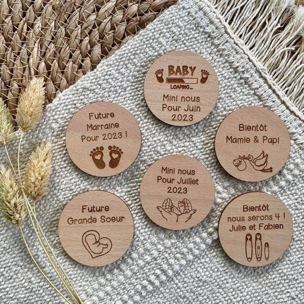 Magnet personnalisé pour annonce de grossesse - Futur mamie et papi - Futur Marraine et Parrain - Futur bébé - Cadeau naissance