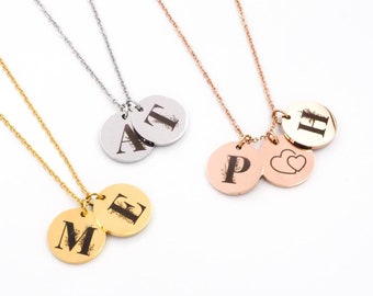 Collier personnalisé lettrine en acier inoxydable - Fête des mères, Cadeau Maman, Cadeau mamie, Cadeau Personnalisé, Cadeau Saint-Valentin