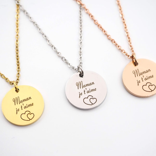 Collier personnalisé en acier inoxydable - Fête des mères, Cadeau Maman, Cadeau mamie, Cadeau Personnalisé, Cadeau Saint-Valentin