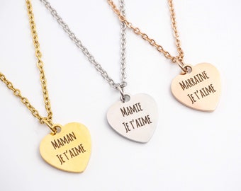 Collana cuore personalizzata in acciaio inossidabile - Festa della mamma, Regalo mamma, Regalo nonna, Regalo personalizzato, Regalo di San Valentino