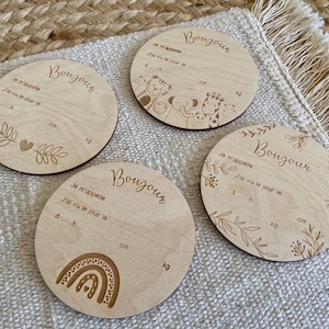 Cartes bienvenue bébé en bois pour naissance bébé, 4 modèles, Bois de qualité, idéal cadeau de naissance. photo bébé ...