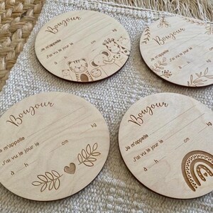Cartes bienvenue bébé en bois pour naissance bébé, 4 modèles, Bois de qualité, idéal cadeau de naissance. photo bébé ...