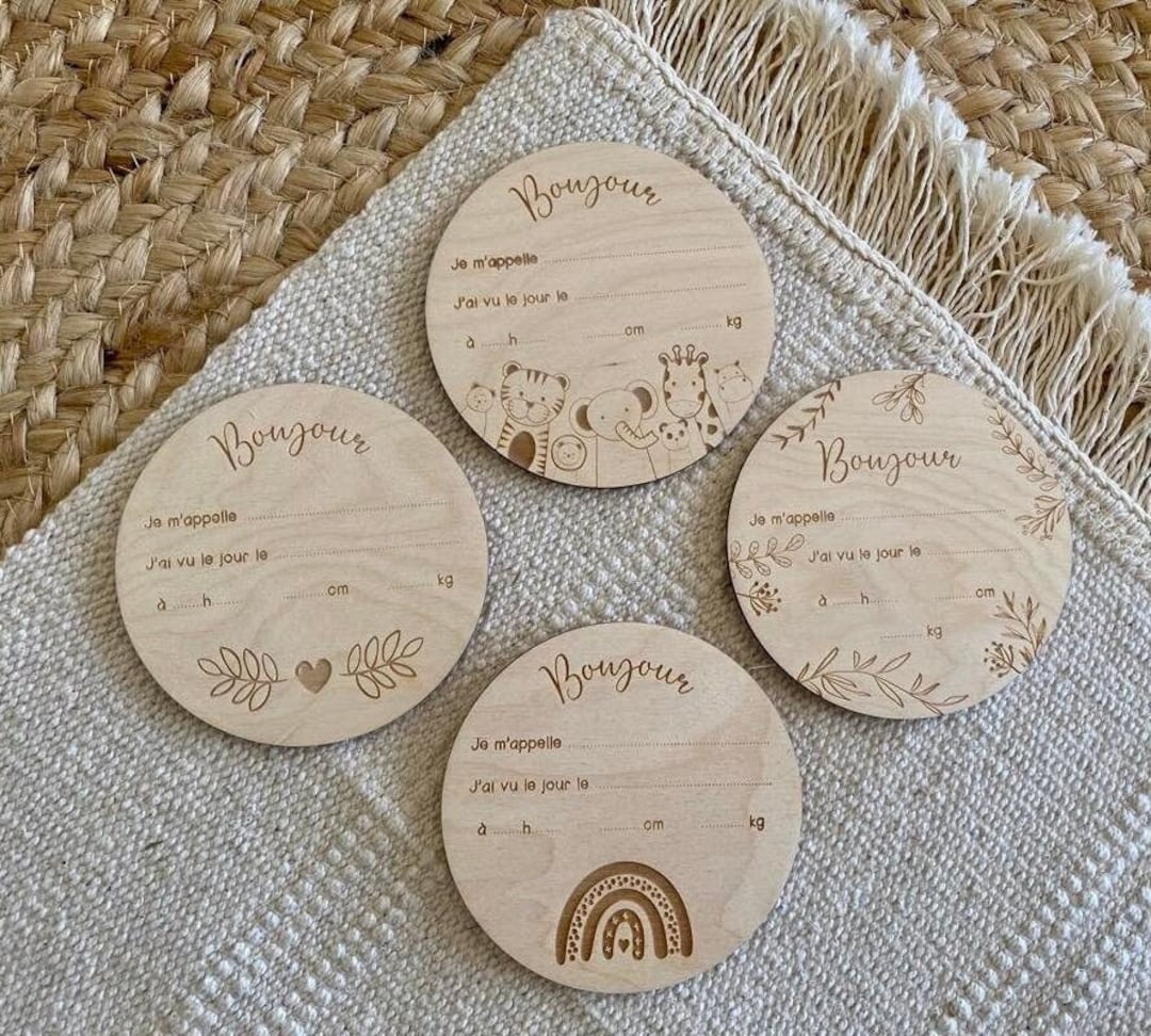 13 Pièces Cartes Étape Bébé En Bois - Kit Cartes Mensuelles Double Face + Carte Bienvenue Hello World - Annonce Naissance