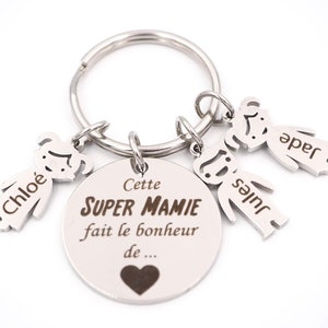 Porte-clés personnalisé gravé avec prénom enfant - Cadeau Personnalisé fête des grands mères - fête des mères - fête des pères - cadeau mamy