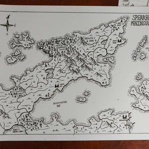Mapa de fantasía personalizado dibujado a mano A4