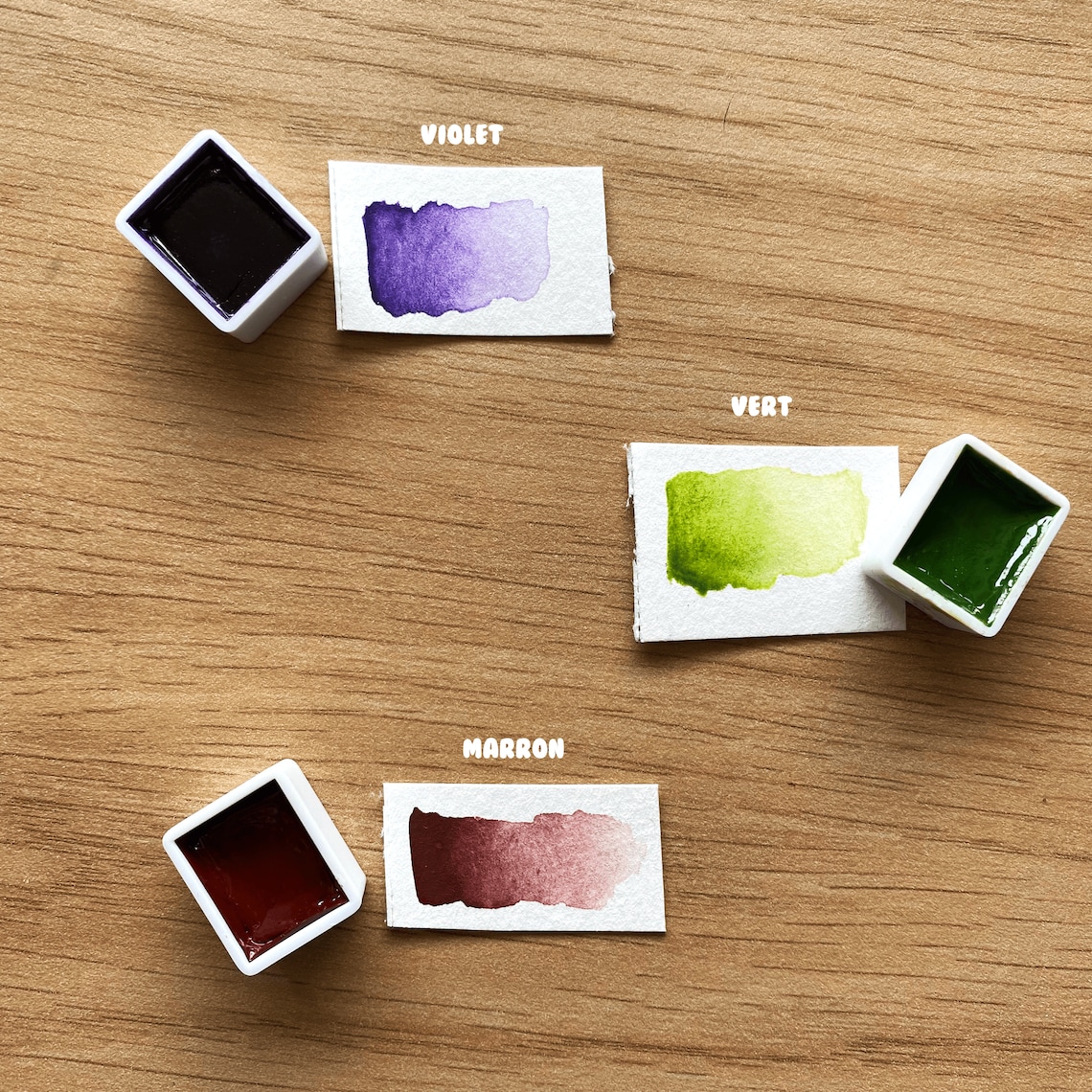 Set De 6 Aquarelles Pailletées - Godets Métallisés Brillants - Artisanat Français
