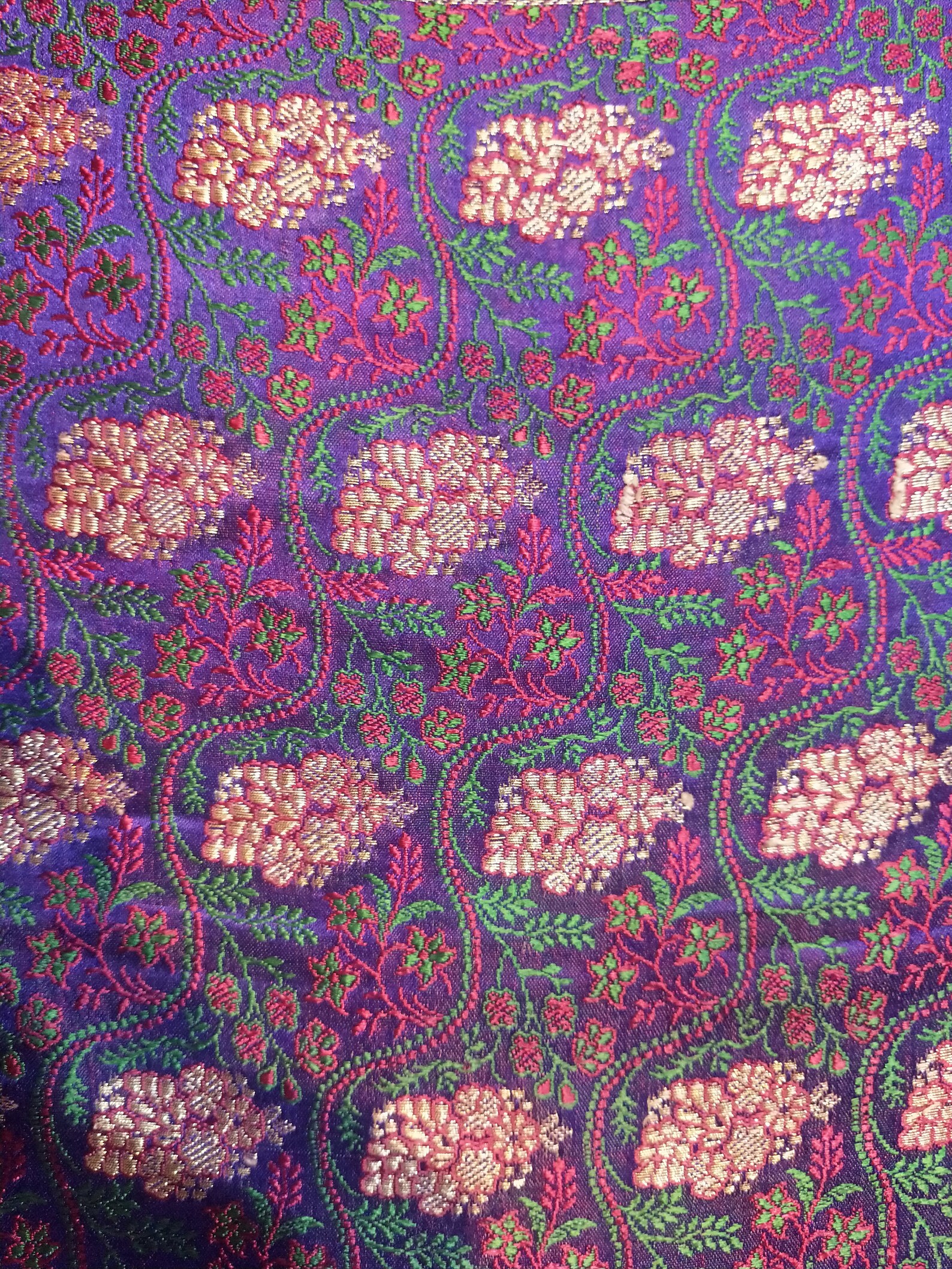 Vintage banarasi brocade meenakari satin silk floral design | Etsy