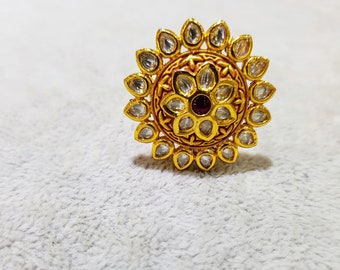 Sabyasachi Kundan Ring, Indian Jewelry Ring, Gold Kundan Bridal Ring, Polki Ring Sabyasachi jewelry,Kundan Rings,Polki Rings,Kundan jewelry