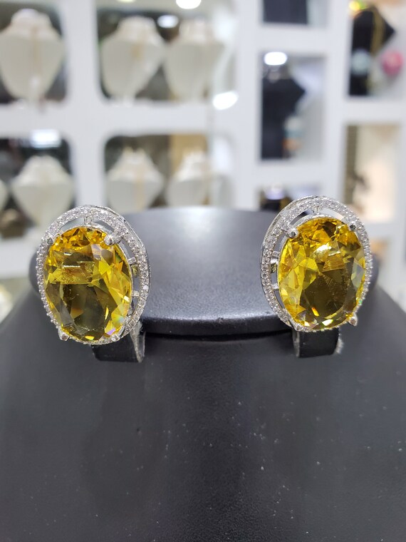 Canary yellow cz earrings clearance