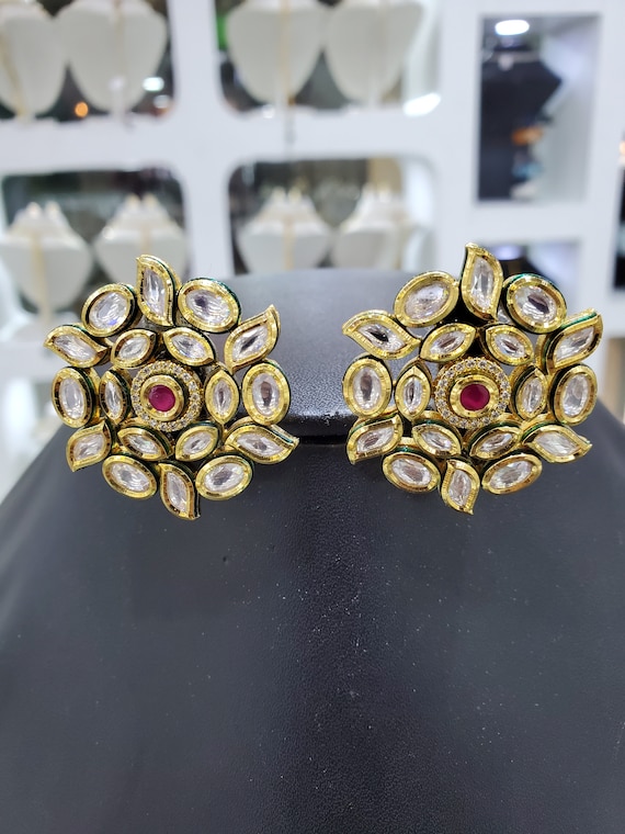 Buy Kundan Meena Earrings, Sabyasachi Jewelry, Indian Jewelry, Fine Kundan  Earring, Indian Earrings, Statement Earrings, Bollywood Bali Earrings  Online in India - Etsy