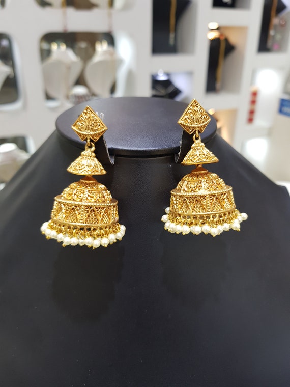 Antique Golden Earrings Tica Sku 15125 E4 at Rs 1575.00 | Antique Earring |  ID: 2851972304448
