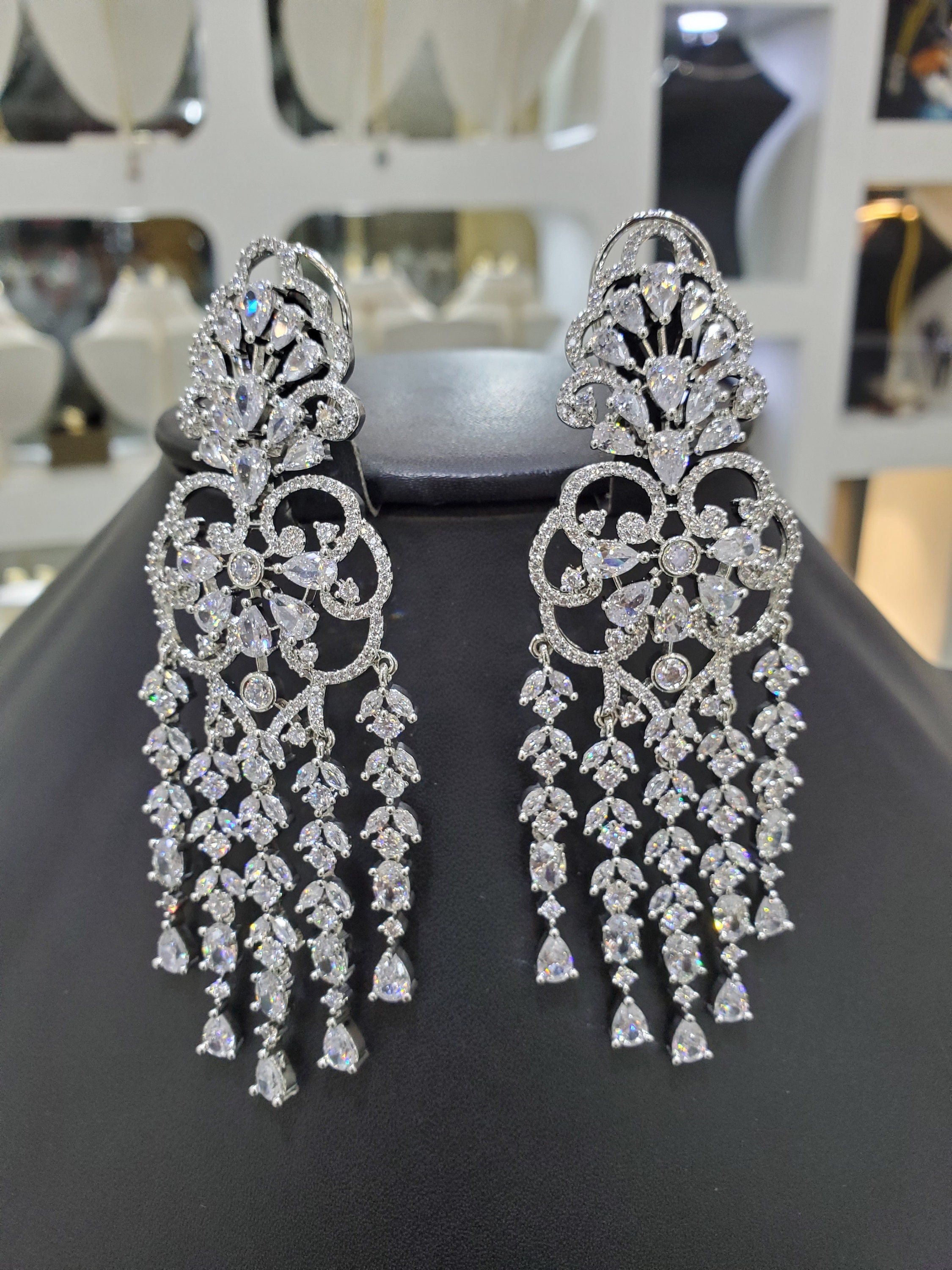 Long Diamond Drop Earrings | Lauren B Jewelry-happymobile.vn