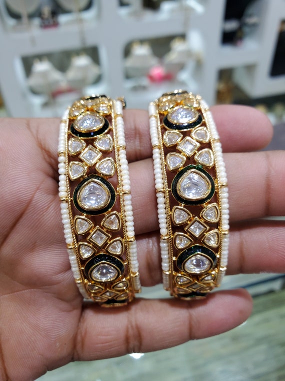 Gold polki bangles best sale designs