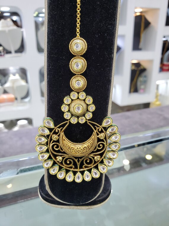 Maang tikka gold best sale kundan