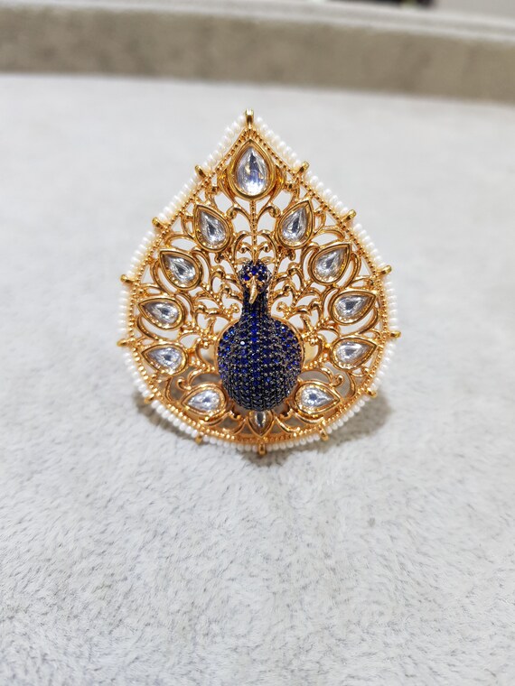 Peacock Sabyasachi Kundan Ring Indian Jewelry Ring Gold Kundan